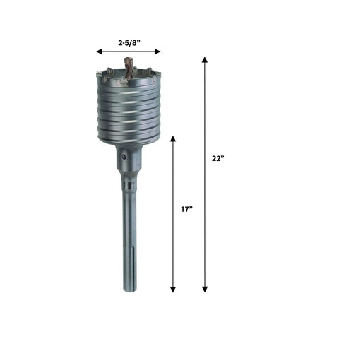 Beefed Up Heavy Duty SDS Max Rotary Hammer Core Bit For Concrete By Bosch, 2 Five Eighths In X 22 In, Carbide Tipped