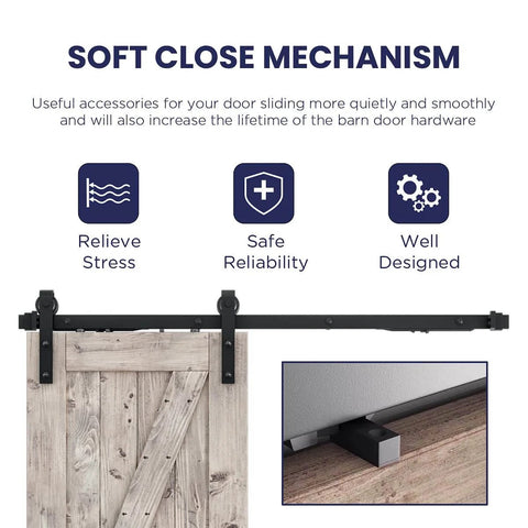 Sliding Barn Door Hardware Kit With Soft Close For 5 To 10 Ft Doors, Ultra Quiet And Smooth Operation, Invisible Track Design