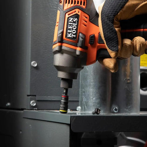 Power drill using All In One Flip Socket Set With Magnetic One Fourth Inch Bit Holder And Five Sixteenth Inch Hex, Two Inch Impact Shaft.
