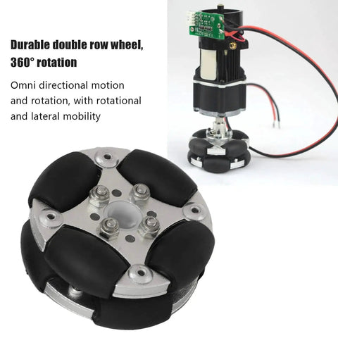 Double Aluminum Omni Wheel Set for Robotics Projects and Competitions with 360 Degree Rotation, anti-slip tread, durable build