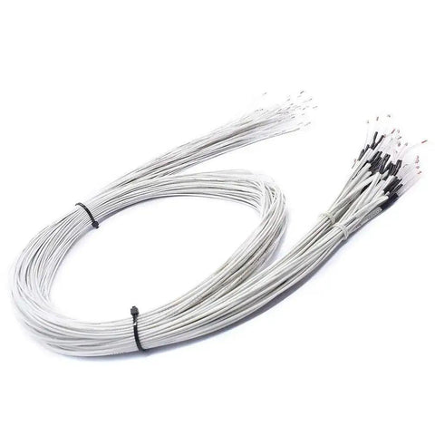 10 Pack 100K Ohm NTC 3950 Thermistors With 1 Meter Cable for 3D printers, showing bundled cables and exposed sensor ends.