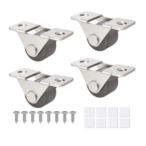 0.5 Inch Mini Low Profile Caster Wheels With Self Adhesive Steel Plate Quiet Rubber Rolling Wheels For Small Kitchen Appliances Drawer Or Storage Box Tiny DIY Projects Brown 4 Pcs Set