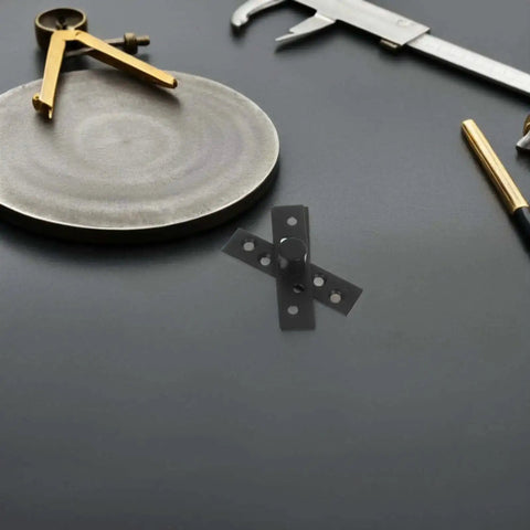 Beefy Heavy Duty Stainless Steel Concealed Pivot Door Hinges, 360 Degree Rotation, shown on a table with tools, featuring black center shaft.