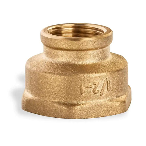 Brass Reducing Coupling One Half Inch Female To One Inch Female NPT Threaded Reducer Pipe Fitting Half Inch By One Inch Easy Install Leak Proof