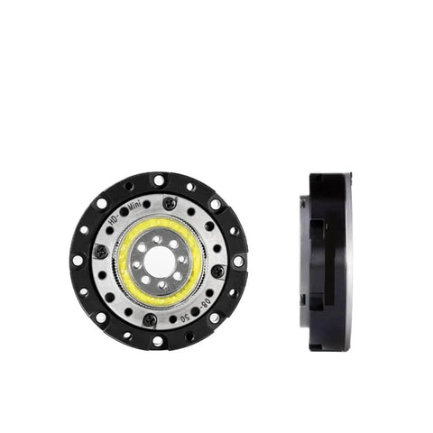 Front and side view of Strain Wave Gears Harmonic Drive Micro Gearbox 40mm Nema 14 17 Motor 100 To 1 Reduction for robotics