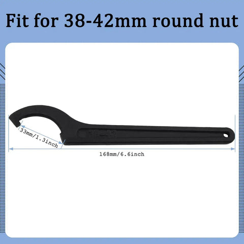 C Hook Spanner Wrench Black Adjustable Hook Tool Carbon Steel Spanner Collet Chuck For 38-42mm Round Nut 6.6 Inch Length