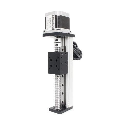 Front view of a Heavy Duty 300mm Linear Stage Actuator with Square Slide Rail and 1605 Ballscrew Motorized XY XYZ CNC Linear Stage Table