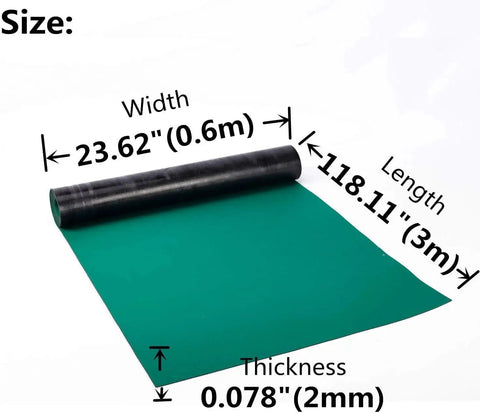 Pro Grade ESD Soldering Mat Roll for Electronics Repair Ultra Large 23.7 by 118 Inch Rubber Anti Static Desk Pad Green Tonchean