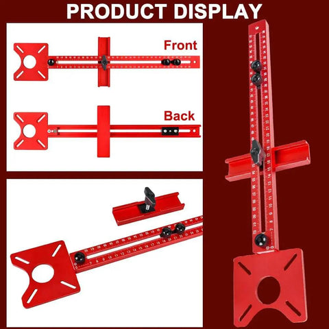 Front and back view of 4 In 1 Router Milling Groove Bracket With Aluminum Alloy Circle Cutting Jig, Cabinet Punch Locator Jig And Router Guide
