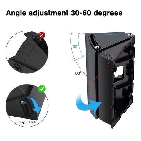 Adjustable 30 To 60 Degree Doorbell Angle Mount For Blink Doorbell And Nest Battery Easy Install No Fuss Setup Works With Video Doorbell Wired Pro 2 4 3 3 Plus 2nd Gen 2020 Release Ring Video Doorbell And Ring Camera Mount showing angle adjustment with arrows