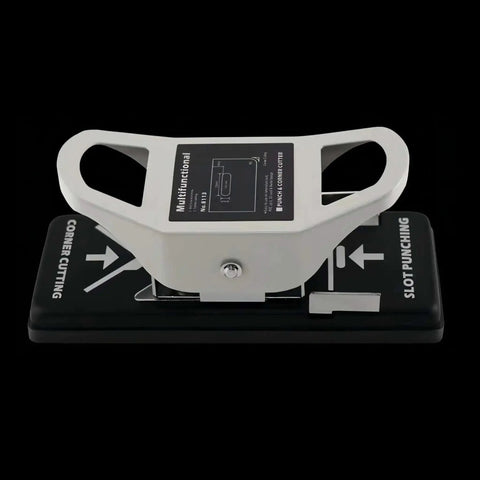 2-In-1 Slot Hole Punch For Paper And PVC Cards - Heavy Duty All Metal Corner Rounding And Slot Punch Tool, top view