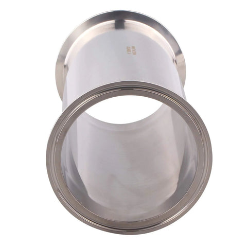 DERNORD stainless 304 sanitary spool tube with 4-inch Tri-Clamp ferrule flange, 8-inch length.