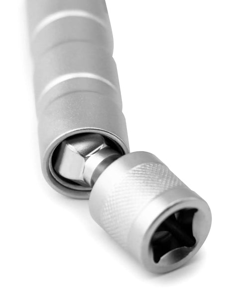 Close-up of Magnetic Swivel Spark Plug Socket 14mm And 16mm Go To Thin Wall Three Eighths Inch Drive with 12 point design.