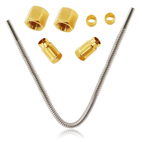 MCAMPAS Pilot Tube Assembly Kit: stainless steel flex tubes 1/4x36in with brass compression fittings for gas appliances