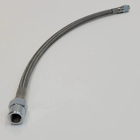 Braided stainless steel oil line for Chrome Rocker Box Oil Pressure Gauge Mount Kit Bolt On with chrome fittings for 1984-1999 Harley.