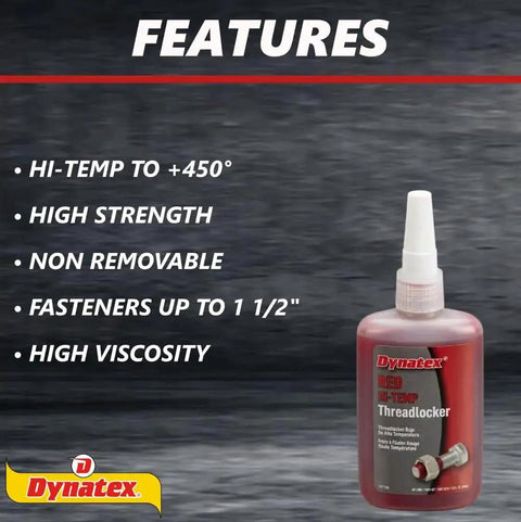 Red Hi Temp Threadlocker 36 Ml Bottle For Metal Fasteners Heavy Duty Locking Adhesive That Stays Put Under High Heat Ideal For Automotive Machinery And Diy Projects 1 Ea
