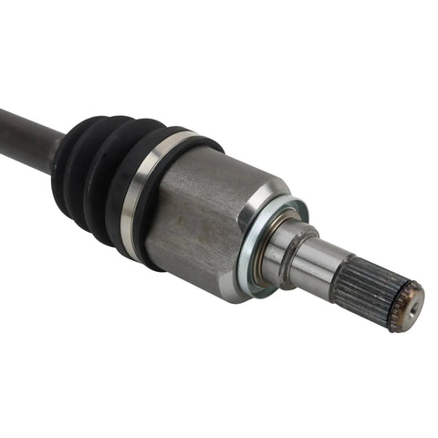 Close-up of a Rear CV Axle from the Rear CV Axle Assemblies And Rear Wheel Hub Bearing Set For 2010 2012 Hyundai Santa Fe And 2011 2013 Kia Sorento Four Piece Replacement Kit With Two Axles And Two Hub Bearings.