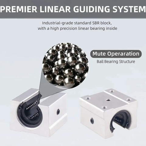 Close-up of ball bearing structure in SBR20UU blocks from Two Piece SBR20 Linear Rail Kit 300mm With Four SBR20UU Bearing Blocks