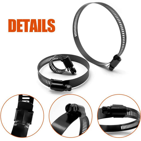 BOTTEN 16-piece hose clamp set, four sizes, black stainless steel worm-gear clamps for radiator and fuel hoses