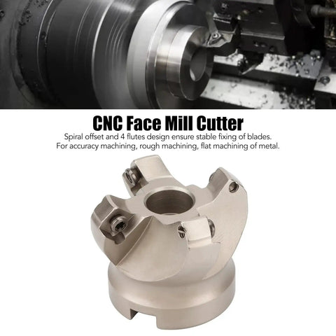 Face Mill CNC Milling Cutter Pro Grade With 4 Flutes Spiral Offset Design For SEKT1204 Precision Metal Machining Kit on white