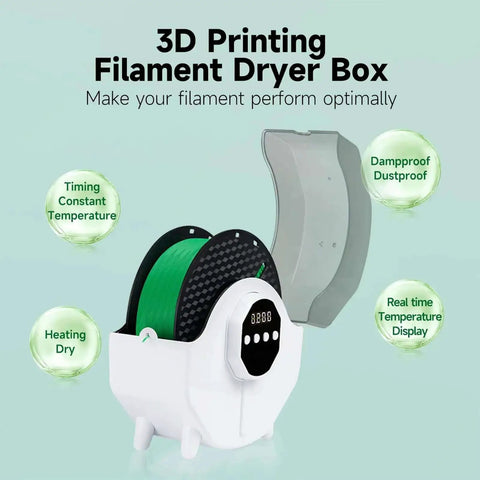 Upgraded 360 Degree Heated Filament Dryer Box For 1 Kg Spools With Adjustable 0-24 Hour Timer And Three Temperature Settings Up To 70 Degrees