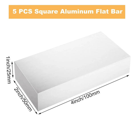 Image showing a 5 Pack 4x2x1 Inch Aluminum Flat Bars 6061 General Purpose Bar Stock For Milling Lathe Work Machining And Cutting Industrial Use Durable Corrosion Resistant Aluminum Blocks For Crafting Projects And Pro Builds.