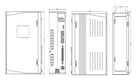 QIYOJKXJ L7P-1500 1500W AC servo driver with 130mm frame, front and side views.