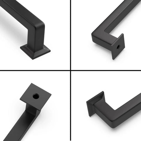 Matte Black Cabinet Pulls 5 Inch 128mm Set Of 10 Durable Alloy Kitchen Cabinet Handles detailed view showing smooth matte finish