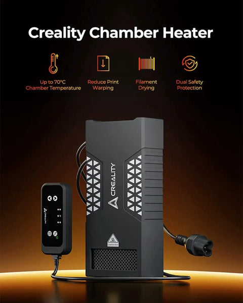 Creality modular chamber heater for enclosed FDM 3D printers with 40-70°C heat, features for filament drying and print consistency.