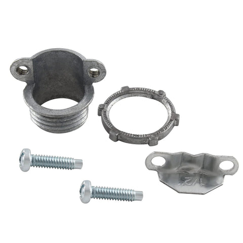 Kyuionty 4-pack 1/2 in zinc clamp-type cable connectors with mounting plate and screws for metallic conduit