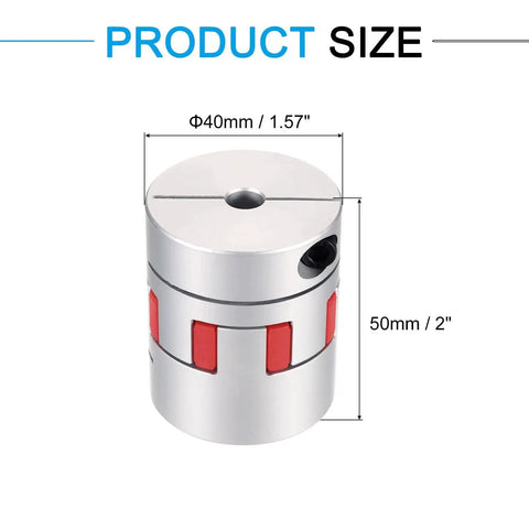 Flexible Aluminum Shaft Coupler 8mm To 17mm For 3D Printers And CNC Machines L50mm by D40mm Jaw Spider Connector, side view