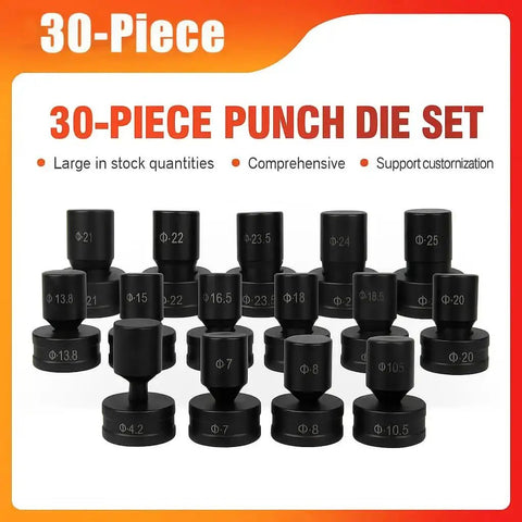 30 Piece Hydraulic Hole Punch Die Set For CH70 And CH70L Built Tough With Heavy Duty Chrome Steel Round Dies 4.2mm To 25mm