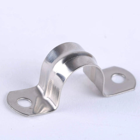Stainless steel pipe strap hanger, 1-1/2 in, U-bracket with two mounting holes