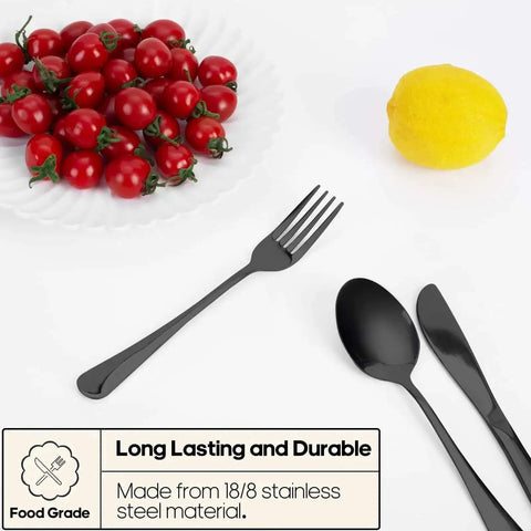 Stainless Steel Travel Utensil Set With Case 5 Piece Silverware Fork And Spoon For Work Lunch Picnics Camping Grab And Go Reusable Cutlery Black