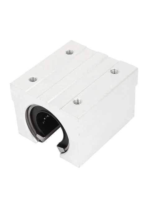 25Mm Linear Motion Ball Bearing Slide Unit With SBR25UU Bushing, metal and rubber, front view showing 5 mm screw holes