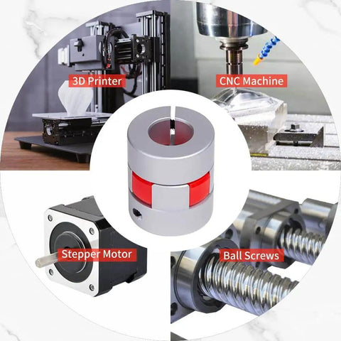 Two Pack Aluminum Flexible Shaft Couplings 10mm To 14mm Bore, 35mm Long Plum Shaped Spider Coupler for motors and CNC machines