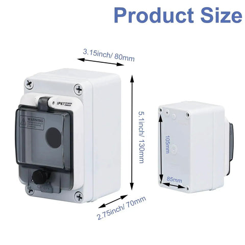 Dimensions of Rugged Outdoor Emergency Stop Button With Box Waterproof E Stop Push Button Switch IP67 Weatherproof 660V 10A