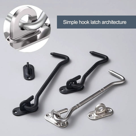 4 Piece Stainless Barn Door Lock Gate Hardware Kit With 6 Inch Sliding Latch and Eye Hook Heavy Duty Rust Resistant Gate Latch