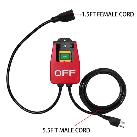 110V 16A Table Saw Emergency Stop Paddle Switch with 5.5ft Cord, plug-in design, green quick stop button, for power tools safety control