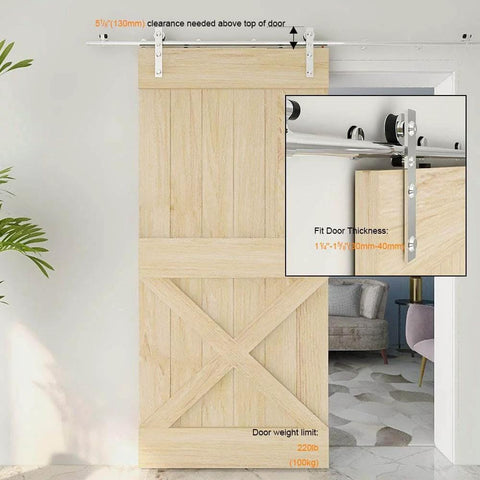 6Ft Sliding Barn Door Hardware Kit With Stainless Steel Hangers And Aeronautical Grade Aluminum Track For A Single Wood Door