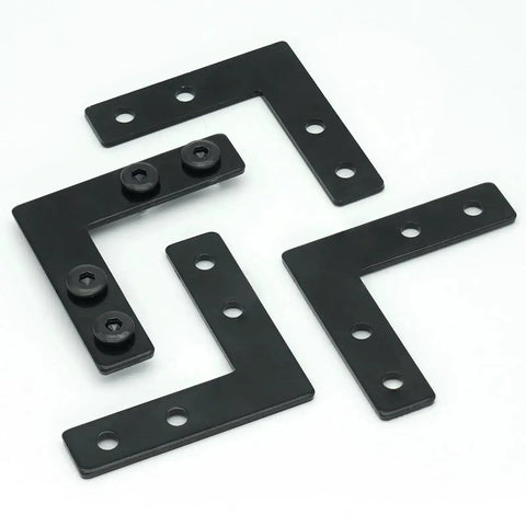 10 Sets Black L Connector Brackets With 40 M5 T Slot Nuts And 40 M5x8mm Hex Socket Cap Screws For 6mm Slot 2020 Series Aluminum Profile