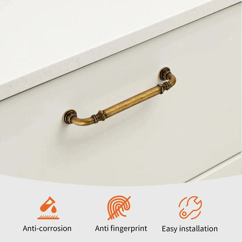 Drawer with Arch Cabinet Handle in Champagne Bronze, European Style Arched Drawer Pull, anti-corrosion, anti-fingerprint, easy installation.