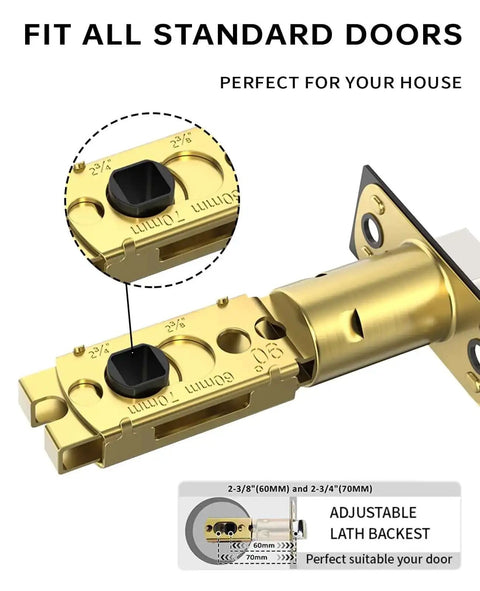 Adjustable latch backset of One Pack Keyless Passage Door Handle Lever For Indoor Use Heavy Duty Black Interior Door Hardware