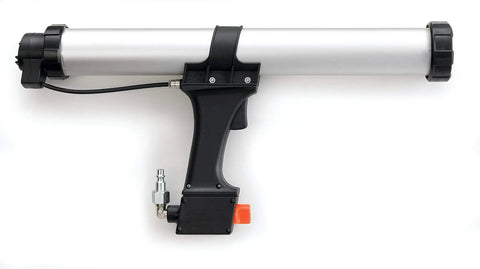 Caulk gun for Adhesive 760 UV High-performance SMP in 600 mL sausage pack, black handle, aluminum tube, industrial use