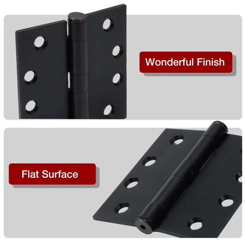 Close-up of 3 Pack Oil Rubbed Bronze 4.5 Inch Heavy Duty Commercial Door Hinges showing wonderful finish and flat surface
