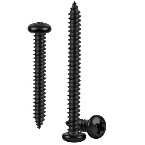 8 X 1 Inch Pan Head Self Tapping Screws For Sheet Metal And Wood No 8 Black Oxide 304 Stainless Steel 18 8 100 Pieces Pack Heavy Duty