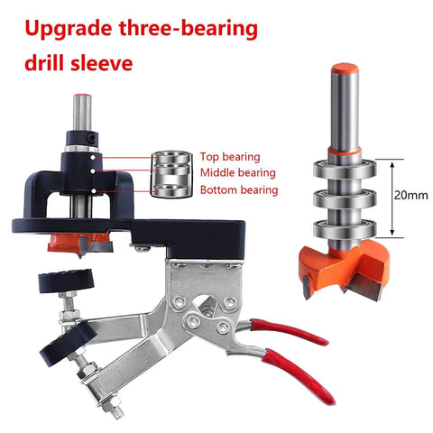 Concealed Positioning Hinge Hole Punch 35mm Door Hinge Jig With 2 Retaining Clips High Precision Aluminum Alloy