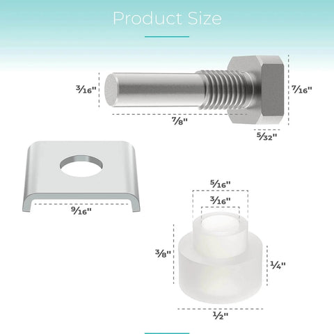 Shower Door Hinge Pin Kit With Pivot Bushing For Framed Swing Doors Replacement Parts diagram showing stainless pin and bushing sizes