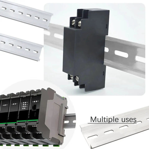 Twin 12 Inch Aluminum Rails 2 Pack For Industrial Control Panels And Telecommunication Equipment Heavy Duty Lightweight Silver Rails For Electrical Enclosures Pro Grade Aluminum Rails With Precise Fit In 300mm Length shown in various applications.
