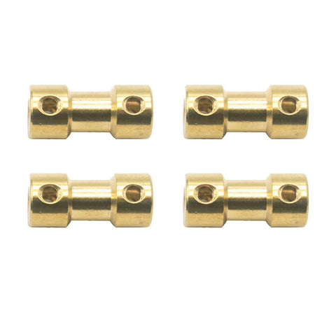 Four brass motor shaft couplings, 3.17mm to 3.17mm bore, for RC hobby projects
